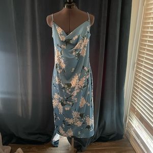 Hydrangea Silk Cowl Neck Dress Size Medium